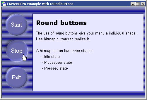 Demo using round bitmap buttons