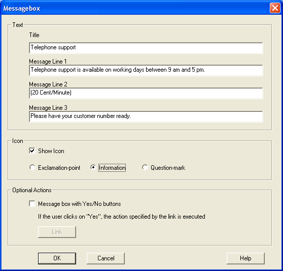 CDMenuPro Message box Parameter