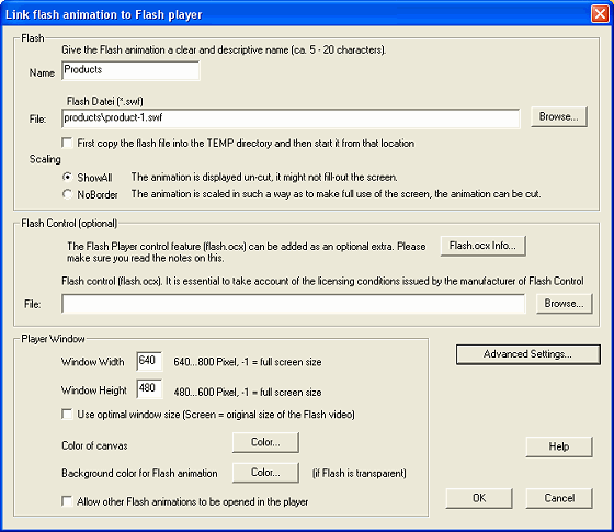 The CDMenuPro Flash Player settings